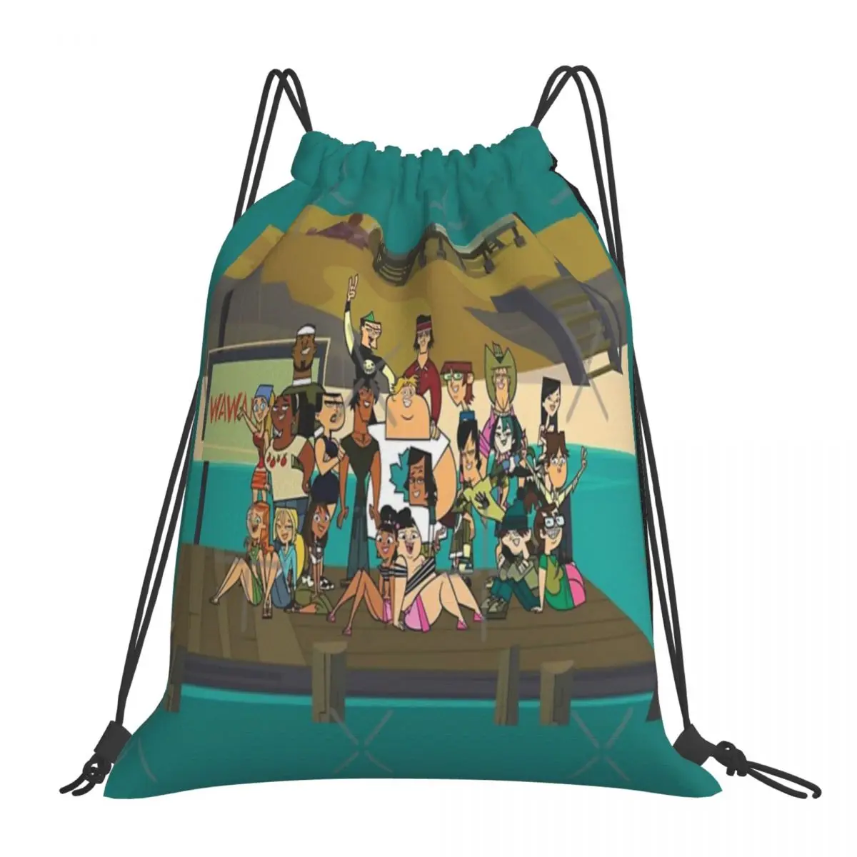 

Welcome Back To Total Drama Island Drawstring Bags Backpacks Schoolbag Travel Bag Shoulder Bag Small Fabric Bag