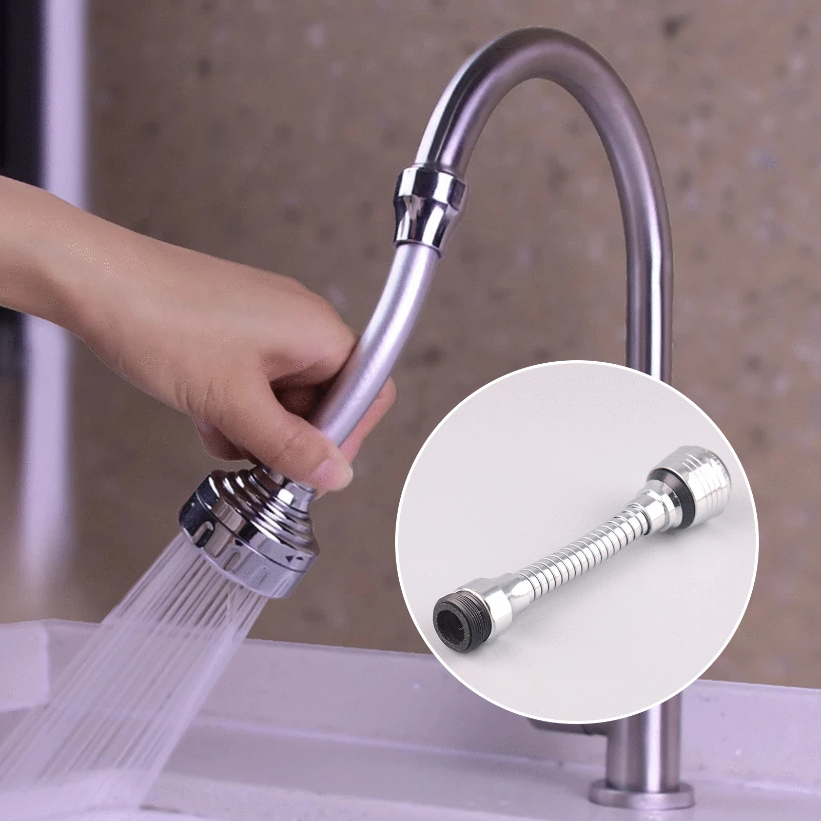 

Universal 360 Faucet Splash Water Filter Spray Wash Tap Nozzle Head Basin Extender Adapter Kitchen Flexible Sprayer Bubbler Sink