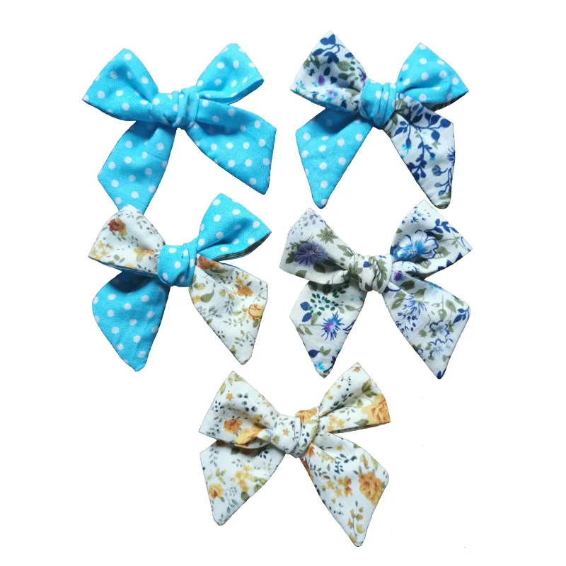 

Baby Bow Clips Organic Cotton Hair Bows for Todder Girls Hair Accessories Floral Polka Dots Patchwork Hair Clip