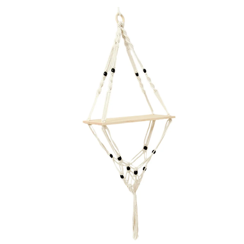 

1Pc Hanging Storage Holder Flowerpot Holder Balcony Ornament Plant Rack (Khaki)