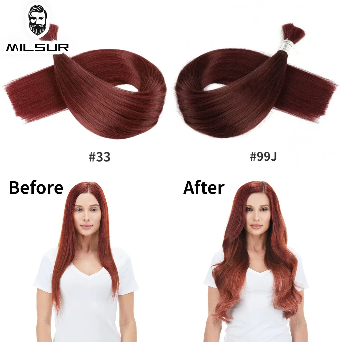 #33/#99J Human Bulk Hair Natural Straight Hair For Braiding 50/100g Per Set Human Braiding Hair Bulk Bundles 12-26 Inches