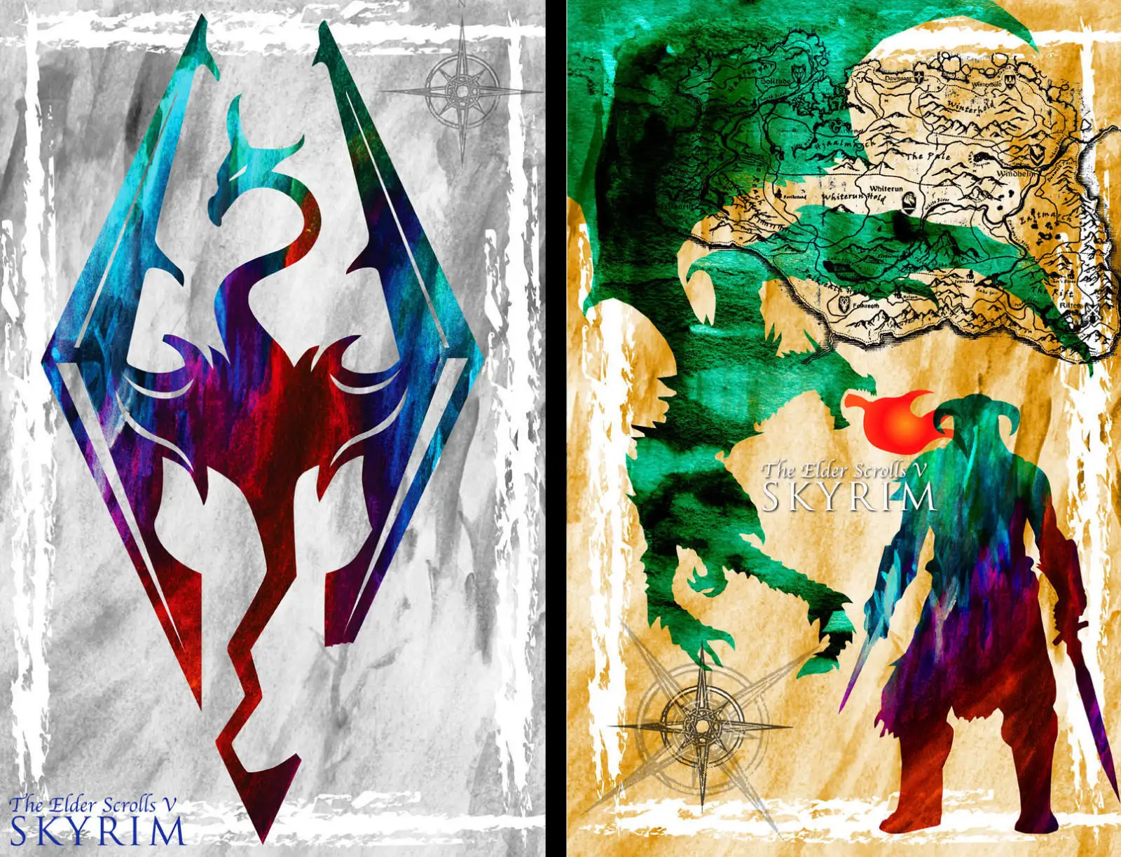 

Skyrim Gamer Art Picture Print Silk Poster Home Wall Decor