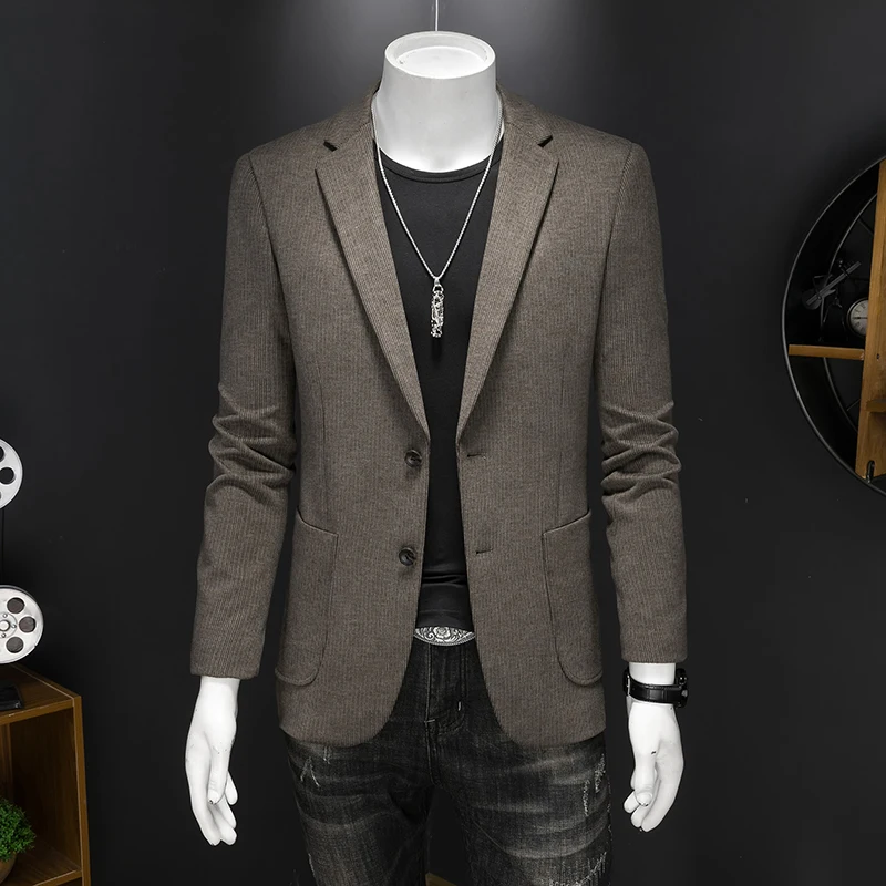 Вельветовые пиджаки премиум-класса для мужчин модные повседневные костюмы