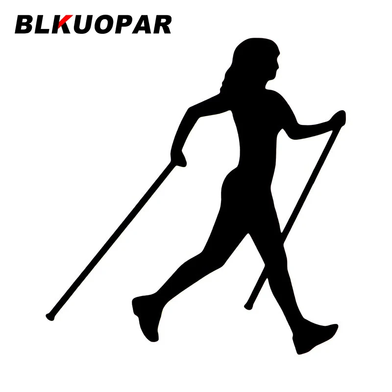 BLKUOPAR Walking Woman Travel on Foot Car Stickers Creative Sunscreen Occlusion Scratch Decal Trunk Refrigerator Car Accessories