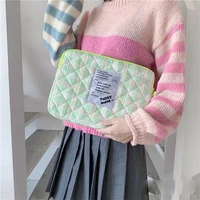 cute pure color lattice tablet laptop bag for ipad for portable macbook computer bag 1114 inch liner bags anti fall cover