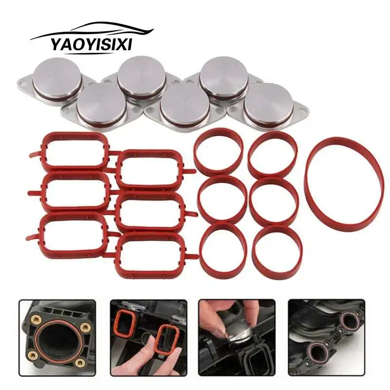 

YAOYISIXI 6X33mm Auto Replacement Parts for BMW M57 Swirl Blanks Flaps Repair Delete Kit with Intake Gaskets Key Blanks