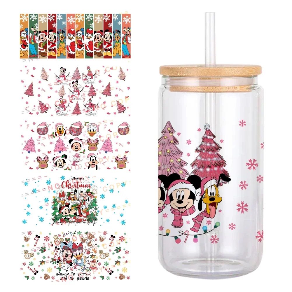 Disney Рождество Микки друг дизайн УФ DTF печатная оберточная наклейка для чашки