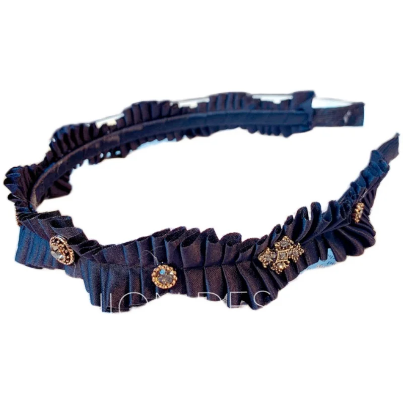 

YY Headband Pleated Vintage Headband Hairband Graceful Online Influencer Ins All-Match Hair Band