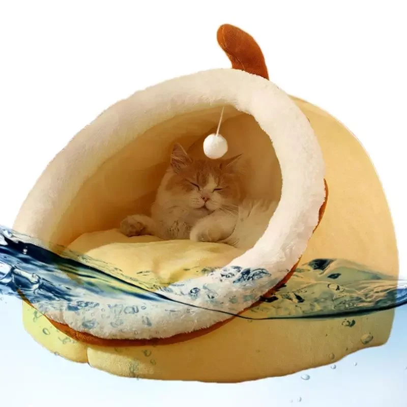 

Cat Bed Cave Cute Cat Tent With Hanging Toy Ball And Removable Cushioned Pillow Anti-Slip Bottom Warm Puppy House For Indoor