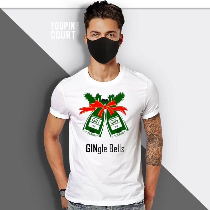

Gin Christmas T Shirt Gingle Bells Xmas Funny Gift Tee 218