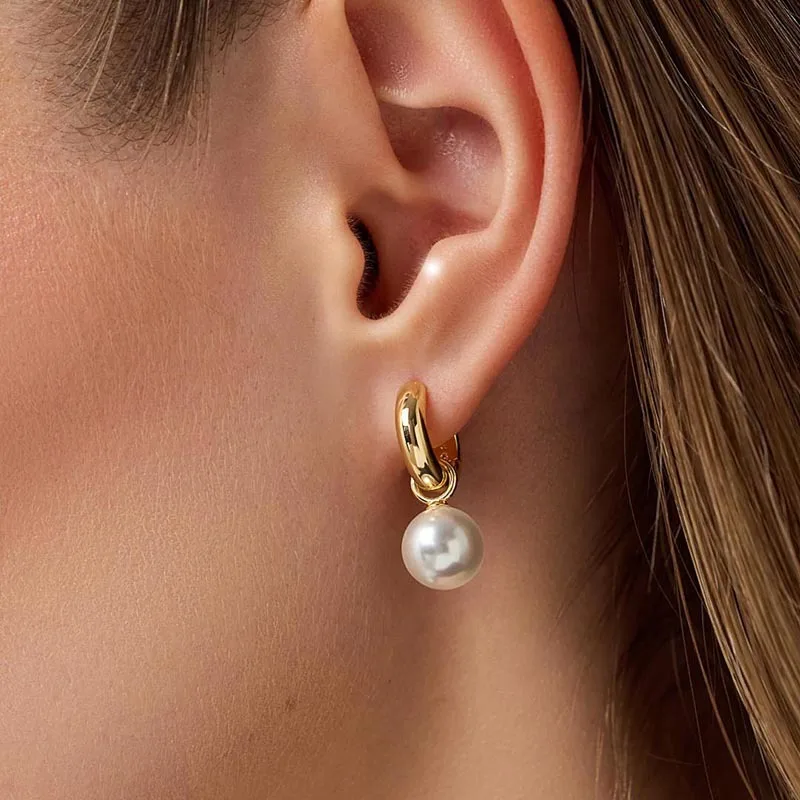 Женские текстурированные круглые серьги-кольца с искусственным жемчугом Minar Mujer