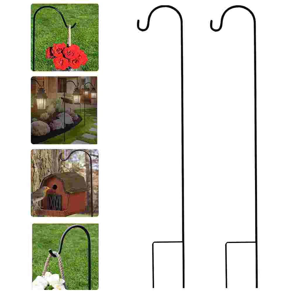 

Shepherd Hook Outdoor Basket Stand Hanger Wood Pile Lantern Hooks Iron Hangers