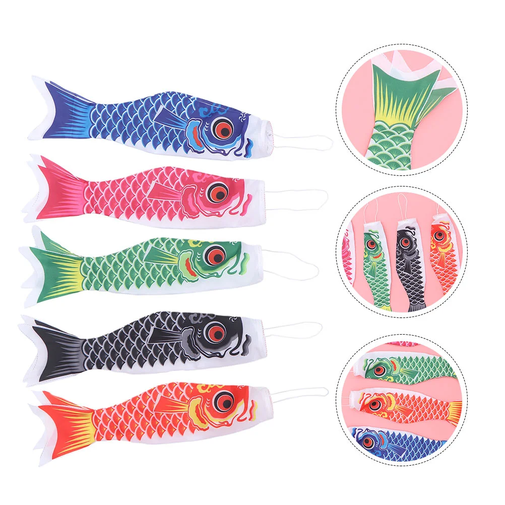 

5pcs Wind Streamers Japanese Sushi Decor Windsock Carp Garden Windsock Japanese Carp Flag Koinobori Flag