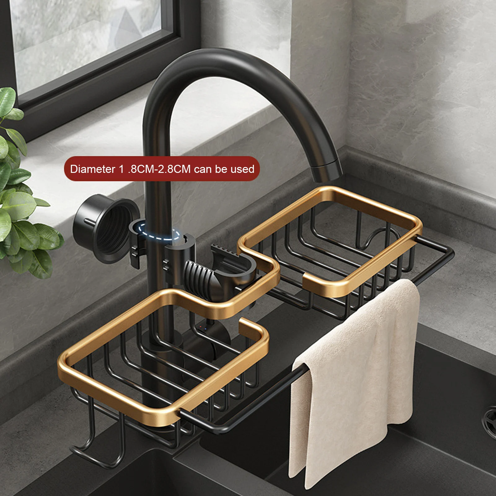 

Kitchen Space Aluminum Sink Drain Rack Sponge Storage Faucet Holder Soap Drainer Shelf Basket Organizer Bathroom Accessories
