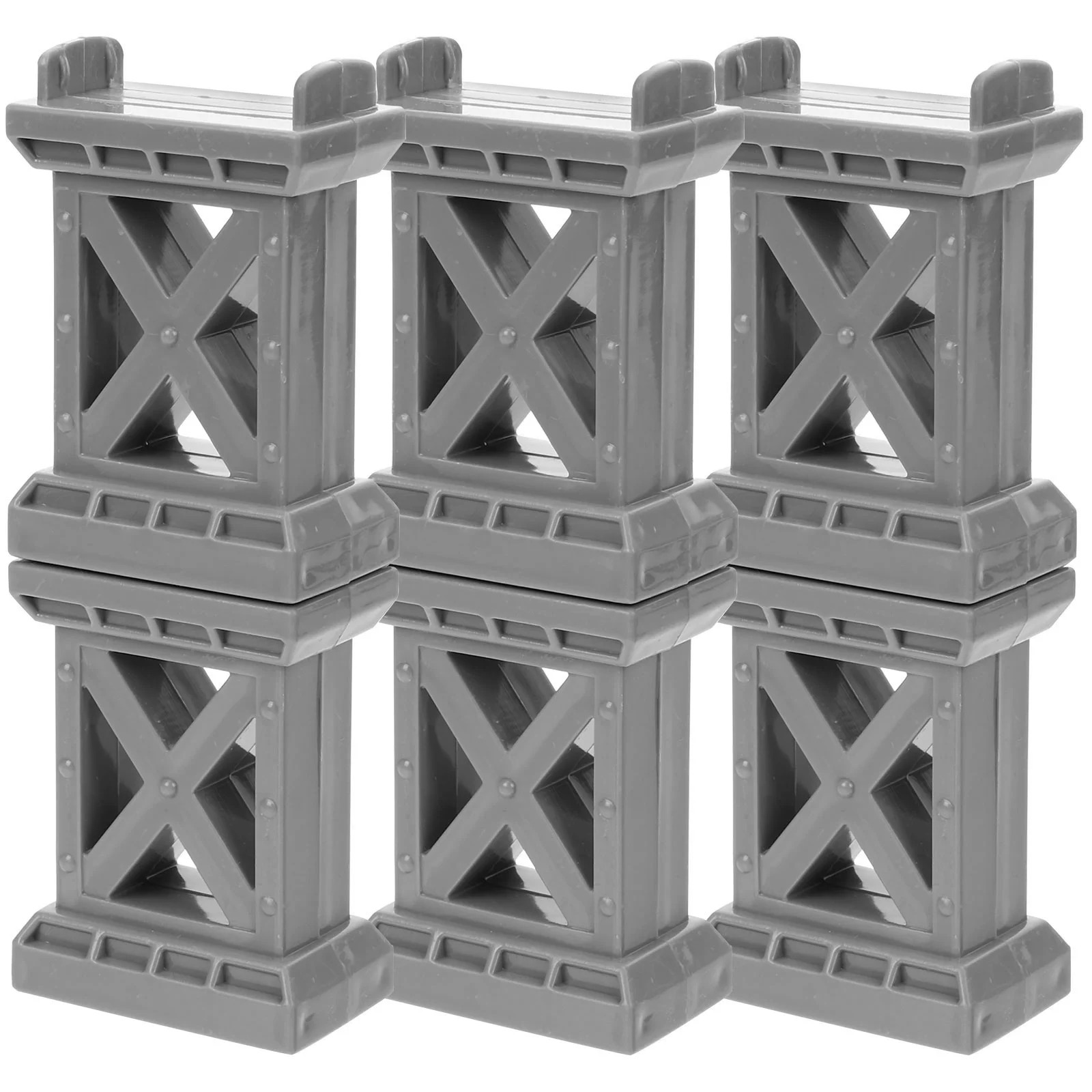 

6 Pcs Train Pier Wood Track Bridge Supports Toy Kids Playset Toys Wooden Risers Multi-layer Child Brio