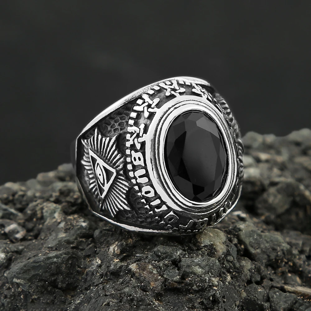 Винтажное готическое большое черное/красное/искусственное кольцо для мужчин и