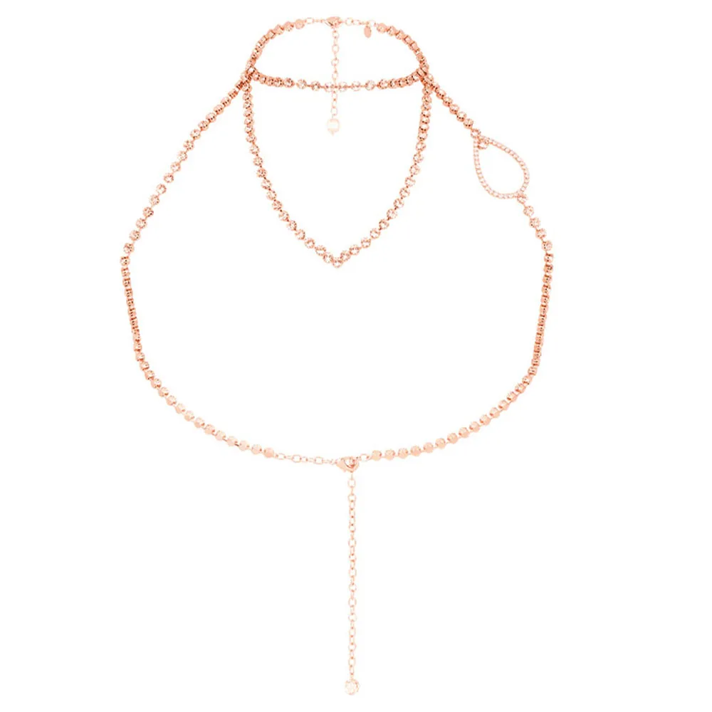 Двухслойная цепочка для бюстгальтера бикини женщин аксессуары с кристаллами