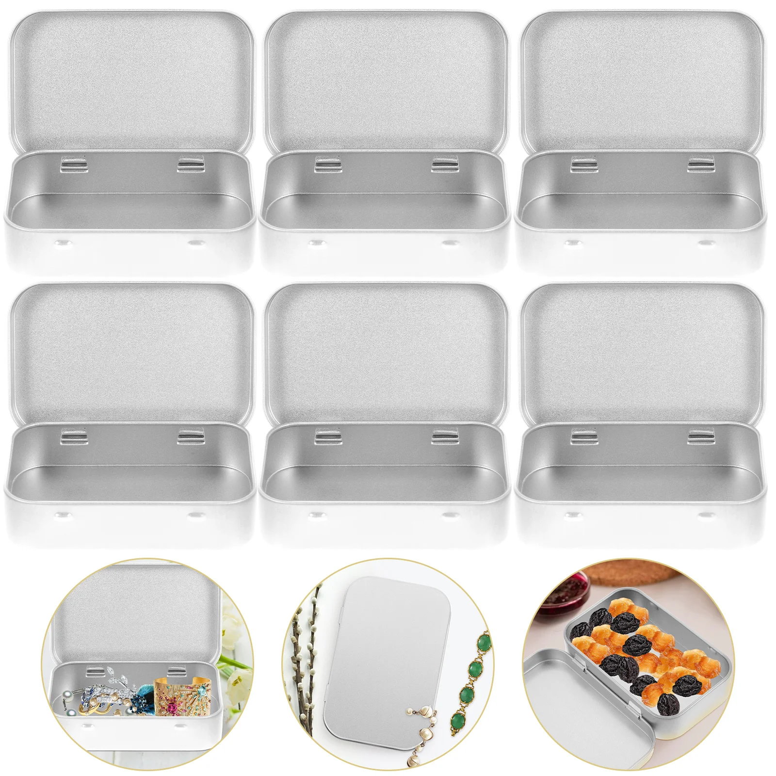 

6 Pcs Small Tin Case Storage Boxes Lids Food Storage Box Gift Containers Tinplate Storage Box Packing Box Gift Wrapping Box