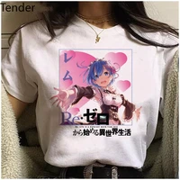 hajimeru anime re zero kara t shirt women kawaii rem ram graphic tees women isekai seikatsu tshirt female grunge aesthetic