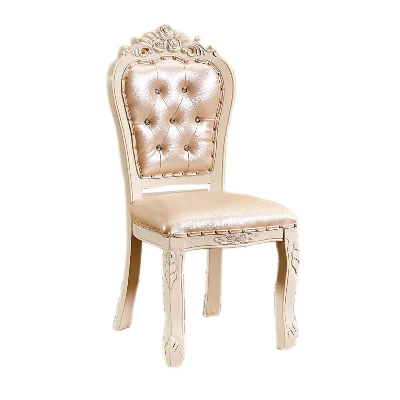 

European dining chairs like White House hotel tables and chairs soft bag make-up nail Mahjong back single solid wood chair