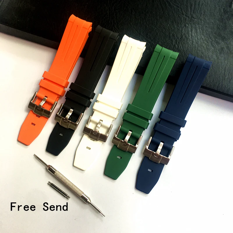 

20mm Black White Blue Green Orange Silicone Rubber Watch Strap Watchband for Omega Seamaster Role Submariner Daytona