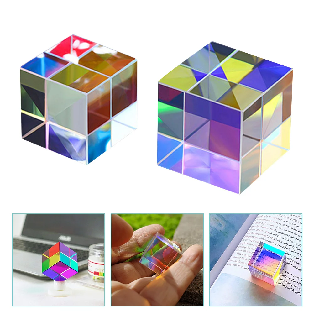 

2 Pcs Prism Crystals Decor Teaching Prop Colorful Prisms Physics Toy Optical Experiment Mirror Cube Desktop Adorn Toys