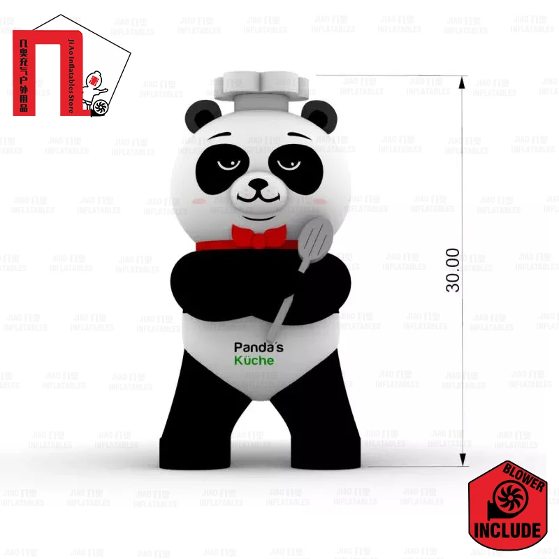 3 м 10 футов надувной талисман шеф-повар панда милая мультяшная реклама для