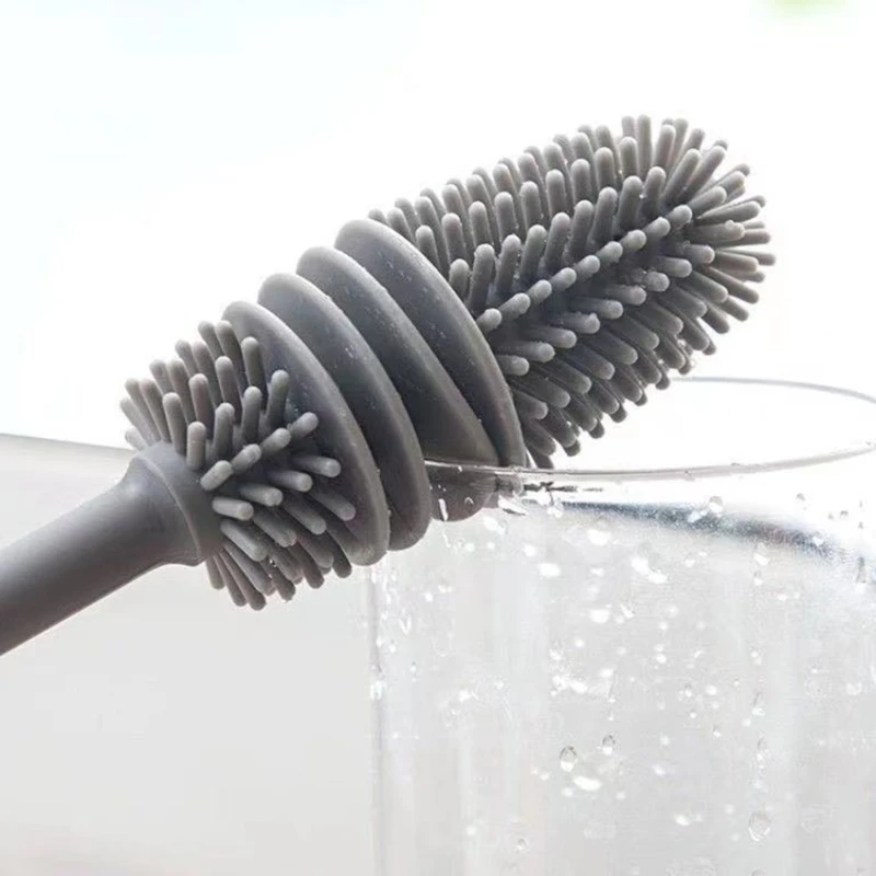 

Bottle Brush Insulation Cup Washing Long Handled Silicone Cleaning Brush Household Multifunctional Cleaning Tools New