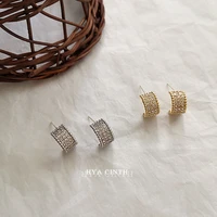modern womens earrings 2022 personality geometric semicircle rhinestone stud earrings simple fashion jewelry