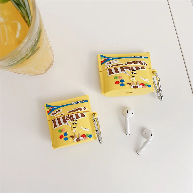 

M Chocolate Headphone Case for Apple Airpods 1 2 3 Pro Silicone Soft Earphone Cover for Airpods Case Wireless Charging Box funda