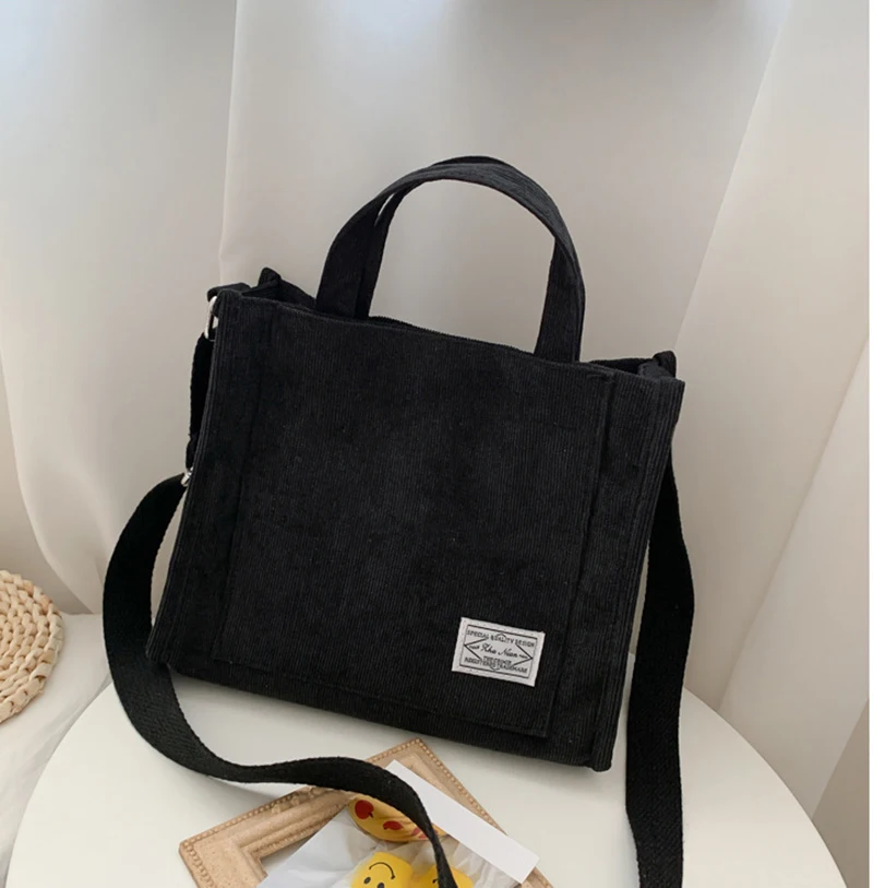 New Fashion Canvas Shoulder Corduroy Tote Bag for Women Small Casual Cotton Canvas Messenger Crossbody Bag