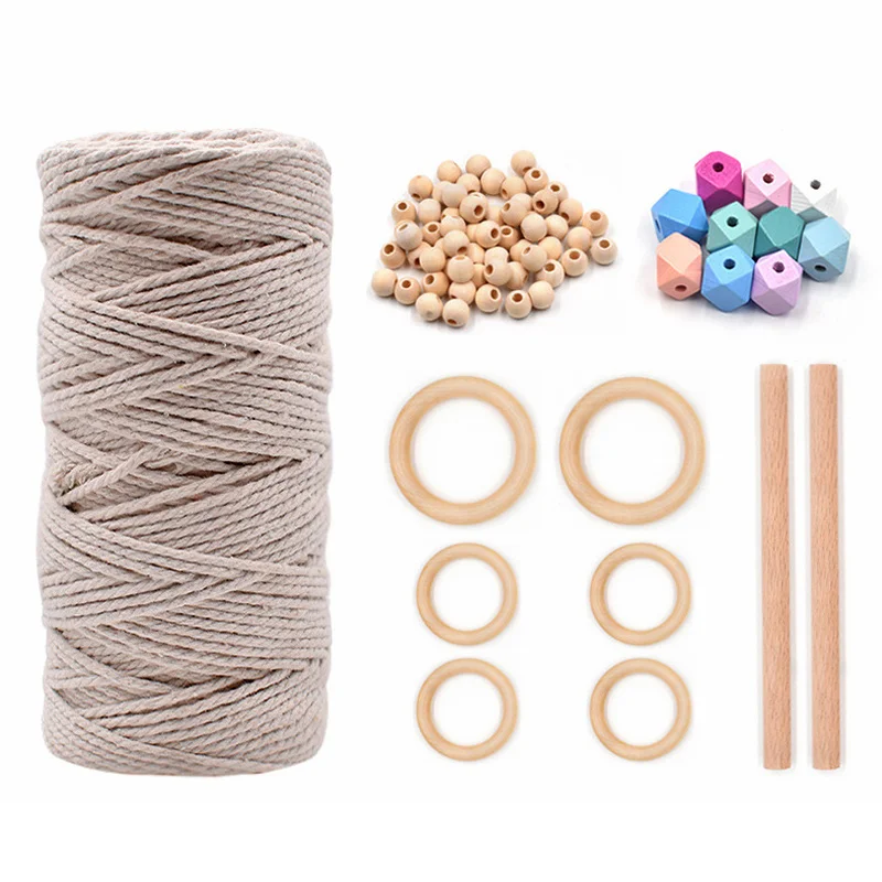 

1 Set Unfinished Wood Beads Garland Macrame Cord Bohemia Wedding Cotton Rope Crafts DIY Sewing Jewelry Making Decor Accessories