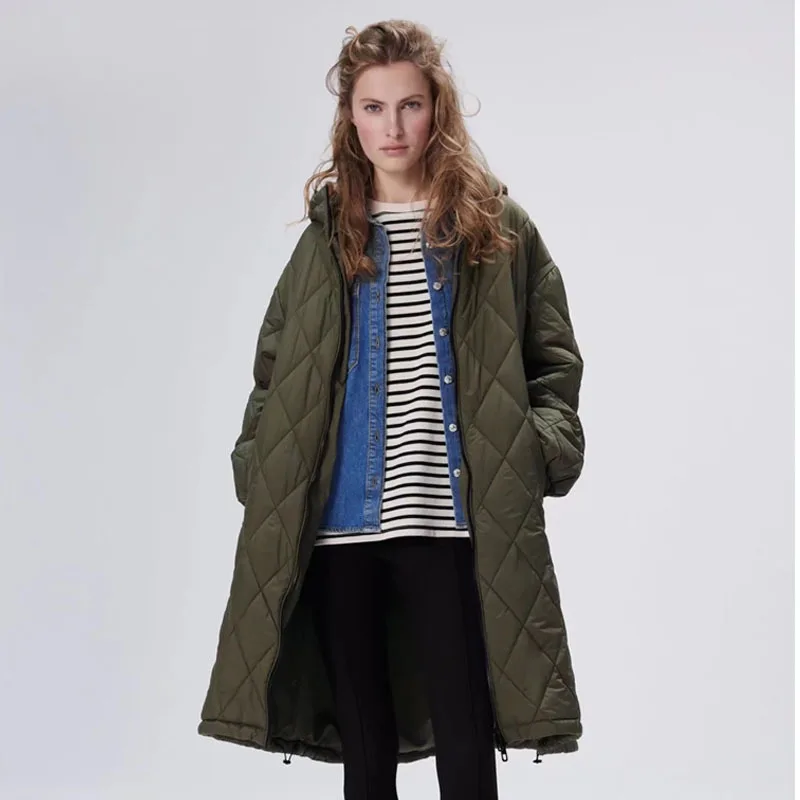 2022 Women's Cotton-padded Jacket Coat Autumn and Winter New  Loose Slimming Hooded Cotton Coat Women