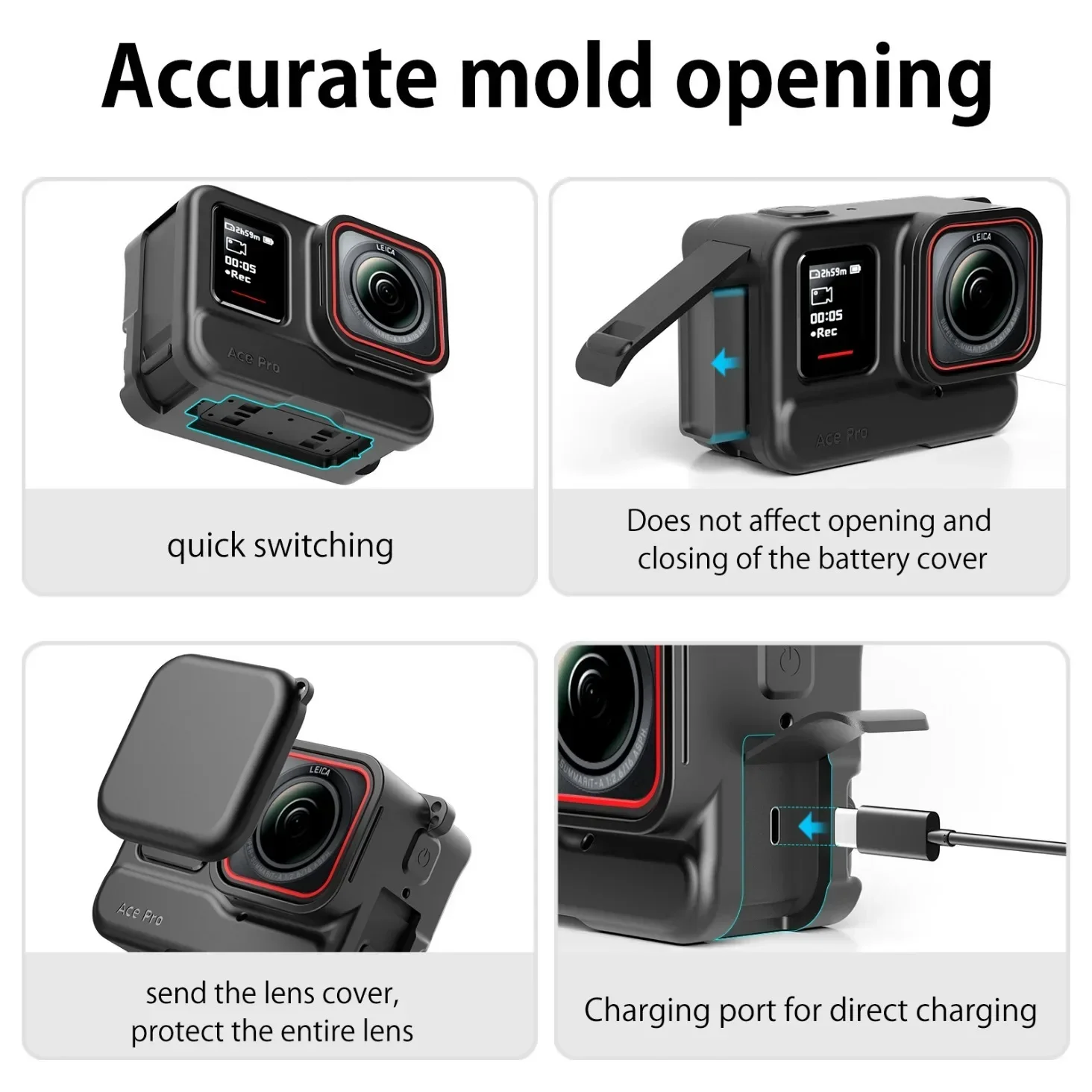 Силиконовый чехол для спортивной камеры VRIG защитный клетка с крышкой объектива