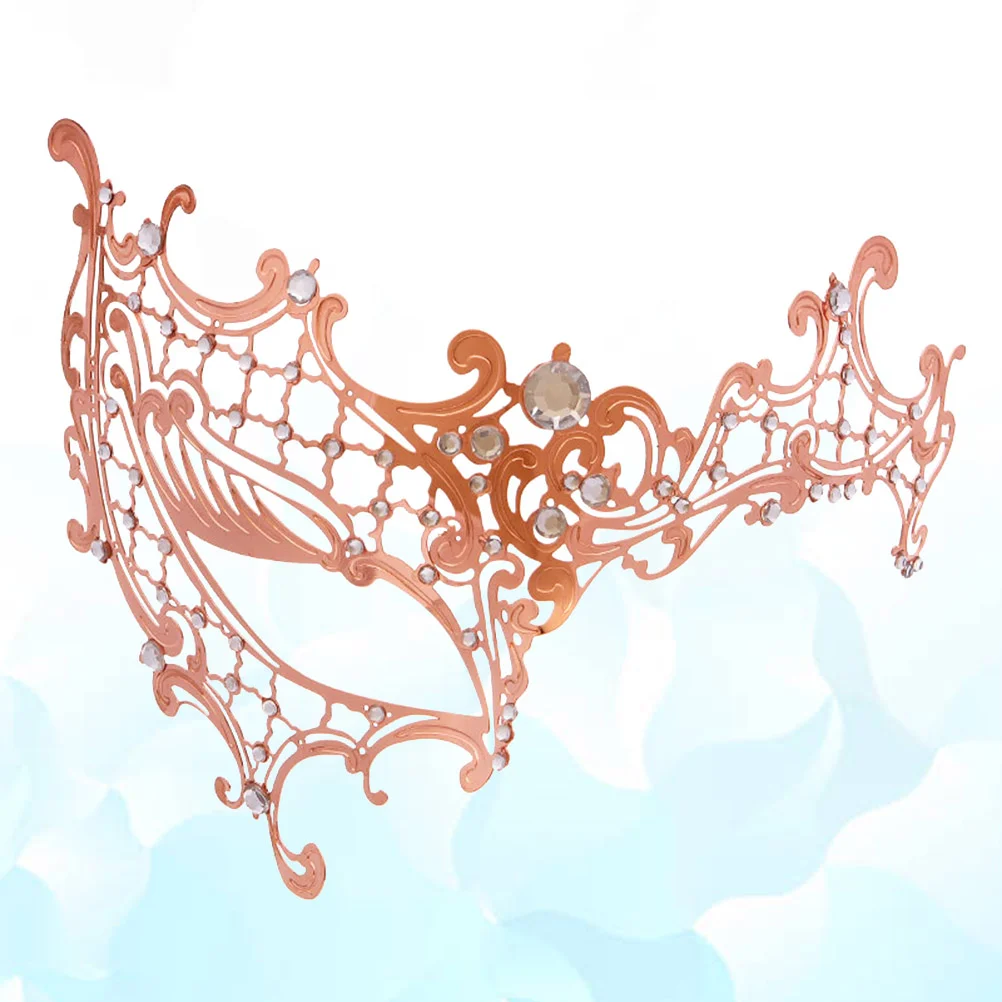 

Thin Iron Half-face Mask Rose Gold Metal Inlaid Drill High-grade Mask Performance Props Party Supplies