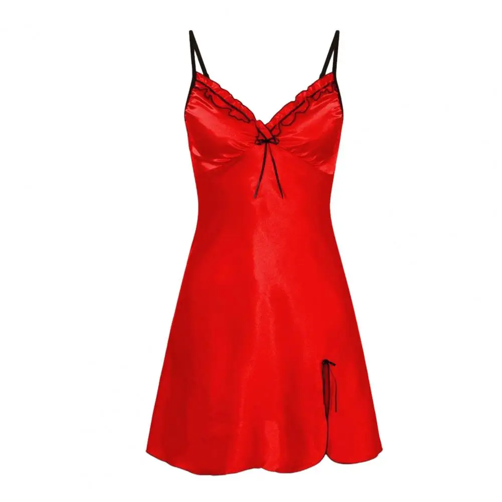 Женская летняя кружевная ночная рубашка на тонких бретельках платье-трапеция