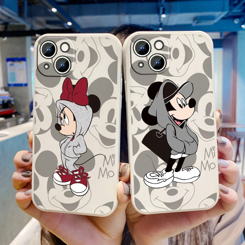 

Disney mickey minnie Fashion For Apple iPhone 14 13 12 11 Pro Max Plus XS XR X 8 7 SE Liquid Rope Phone Case Cover Funda