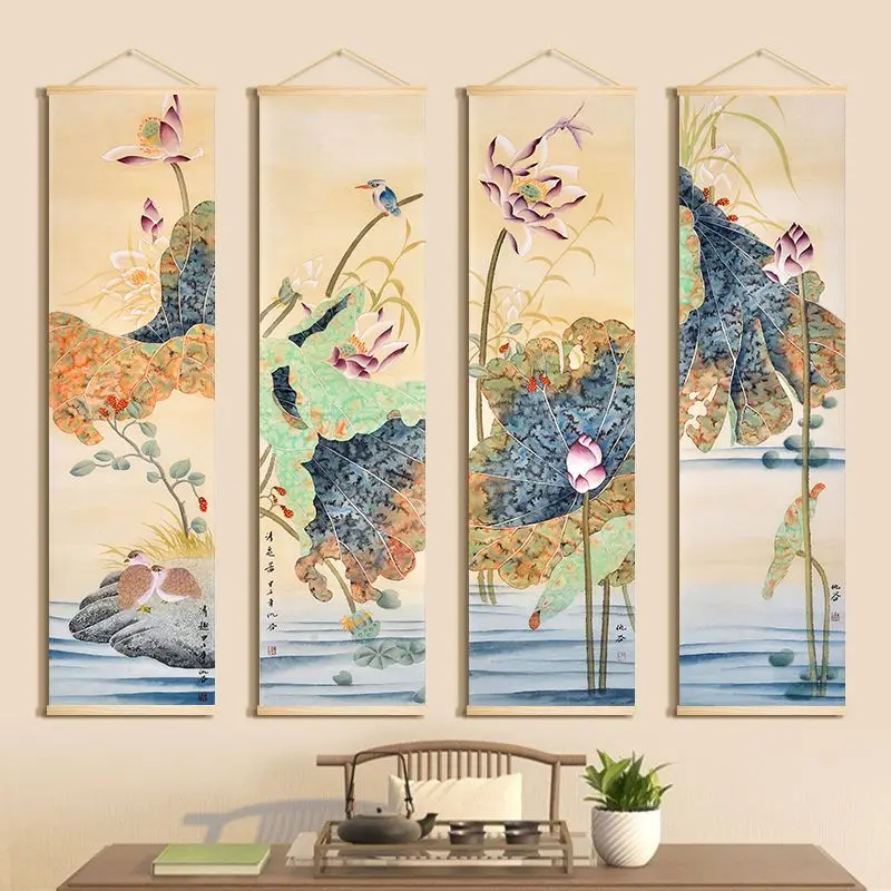

Настенная живопись в китайском стиле, винтажный декор для гостиной, спальни, эстетические плакаты, художественные наклейки для дома и офиса