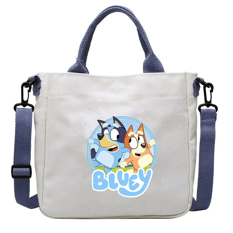 Фото Сумка-кроссбоди Bluey с мультяшным принтом, на одно плечо, холщовая, для студентов, вместительная, для девочек, подарочная упаковка №2