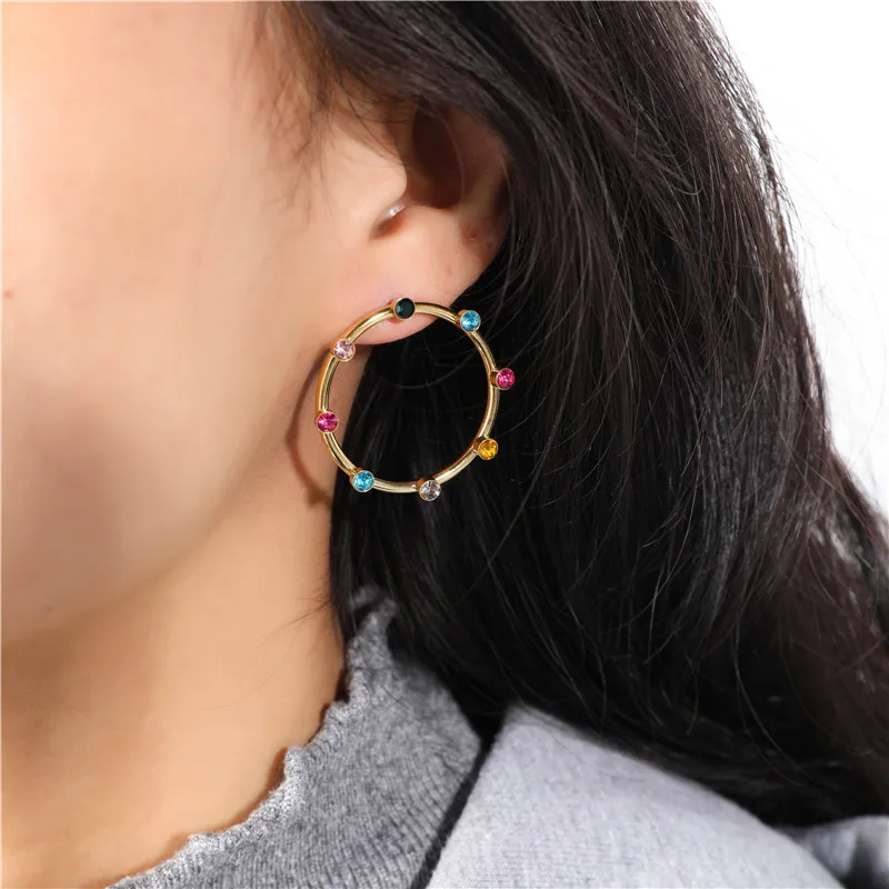

женская нержавеющая сталь цветной циркон серьги мода подвеска серьга бохо женские свадебные сережки