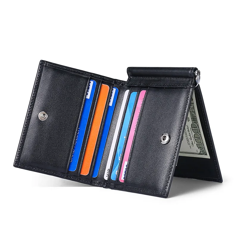 Mens Money Clip Wallet RFID Blocking Slim Front Pocket Wallets for Men Genuine Leather Minimalist Credit Card Holder Cash Clip