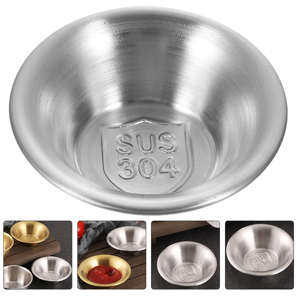 

3 Pcs Stainless Steel Saucers Bowl Condiments Dip Bowls Small Container Sugar Bowl Mini Western Restaurant Steak Sauce