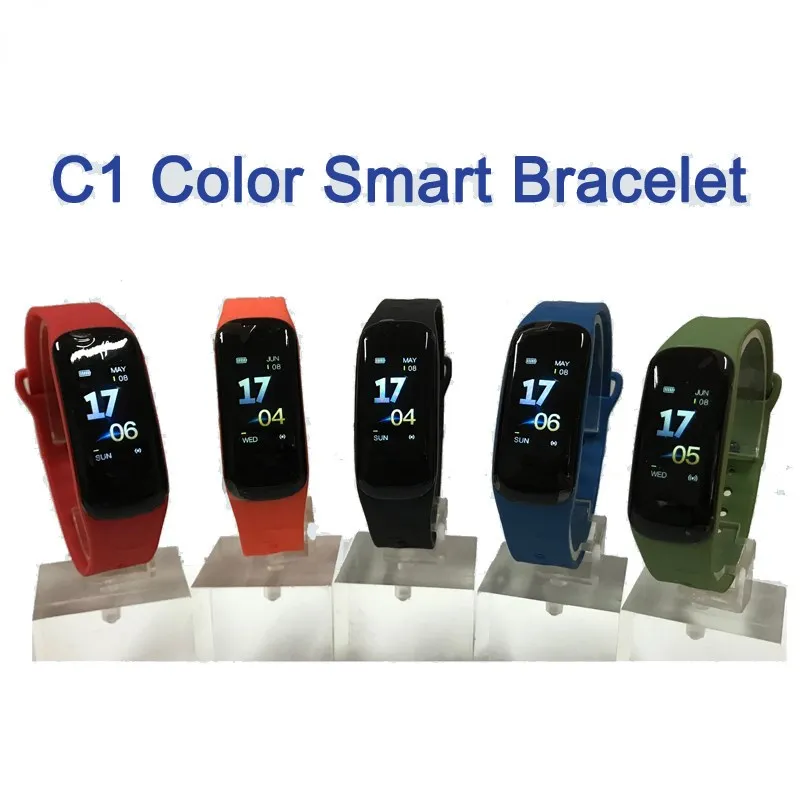 

C1 Plus Smart Bracelet Color Screen Wristband Blood Pressure Fitness Tracker Heart Rate Monitor Smart Band for Android IOS B48