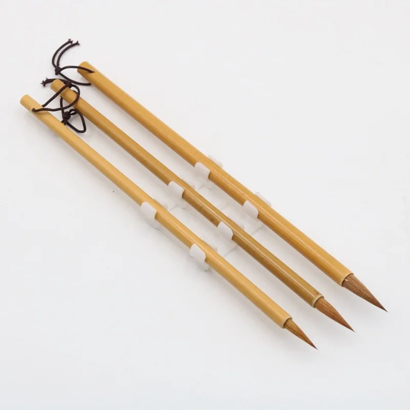 

High quality natural yellow rod bamboo wolf brush brush calligraphy gouache training practice creation wolf hair brush wholesale