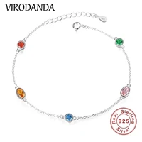 fashion 100 925 sterling silver multicolor round chain bracelet bangle for women wedding engagement fine jewelry