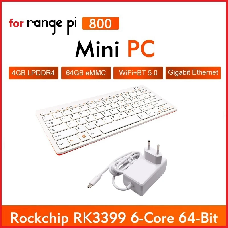 

Мини-клавиатура для ПК Orange Pi 800 + комплект шнура питания Rockchip RK3399 4 Гб ОЗУ + 64 Гб EMMC 4K HD Беспроводная Wi-Fi + клавиатура