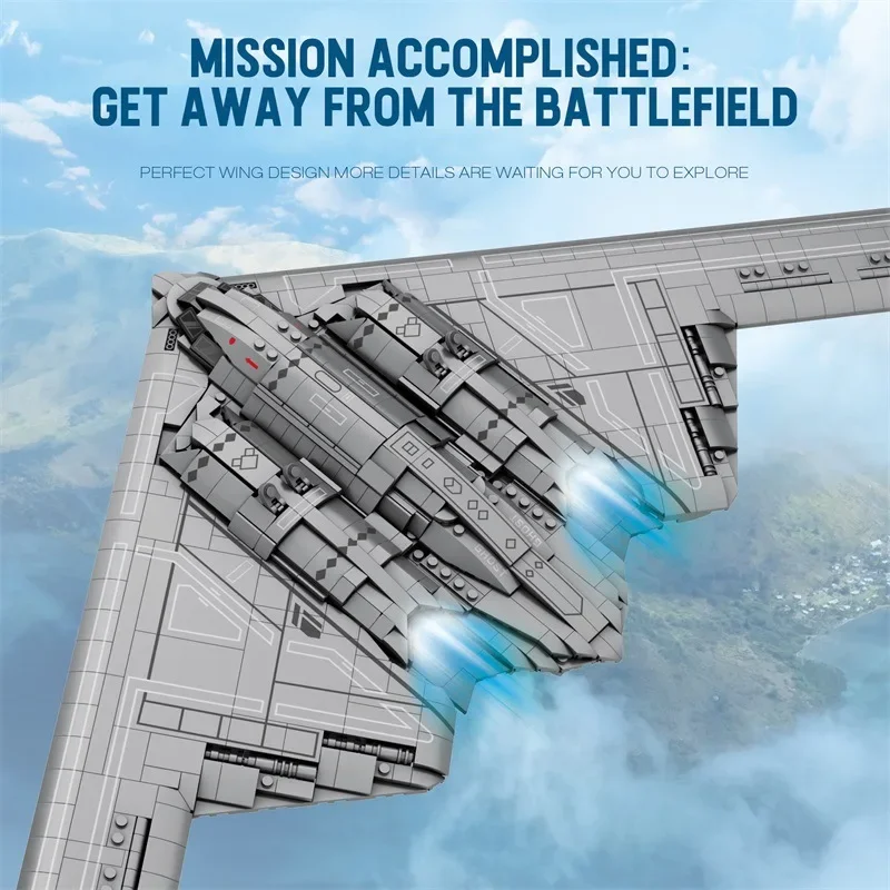 Модель военного самолета MOC Reobrix 33038 B2 Stealth Bomber Warcraft 2063 деталей строительные блоки