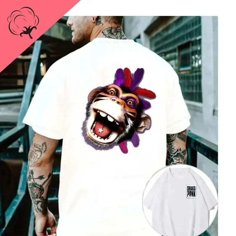 Летняя хлопковая Футболка Shaka Ponk новые футболки с принтом обезьяны ГОЗ Шака понк