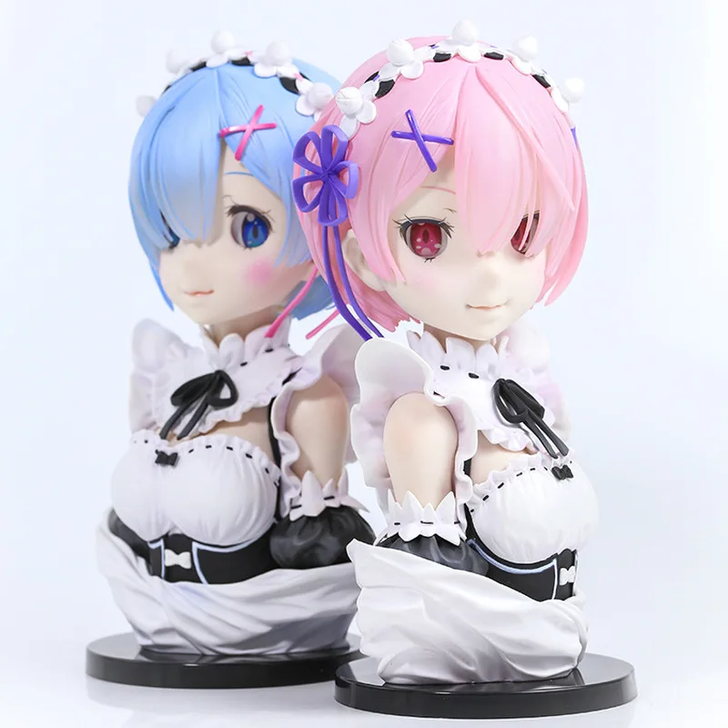 

Anime Re: Life A Different World From Zero Figure Rem Re0 Remu Ram Pvc Action Figure Half-length Statue Collectible Children Toy