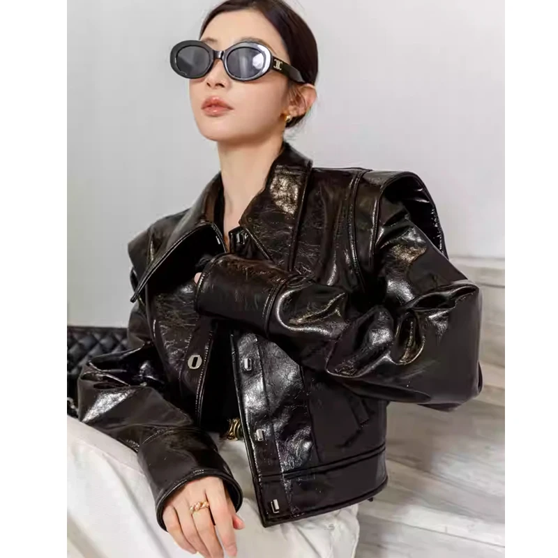 Винтажная уличная одежда женские куртки из натуральной овчины модные